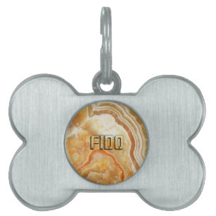 Light Brown & Beige Marble Stone 3 Pet Name Tag