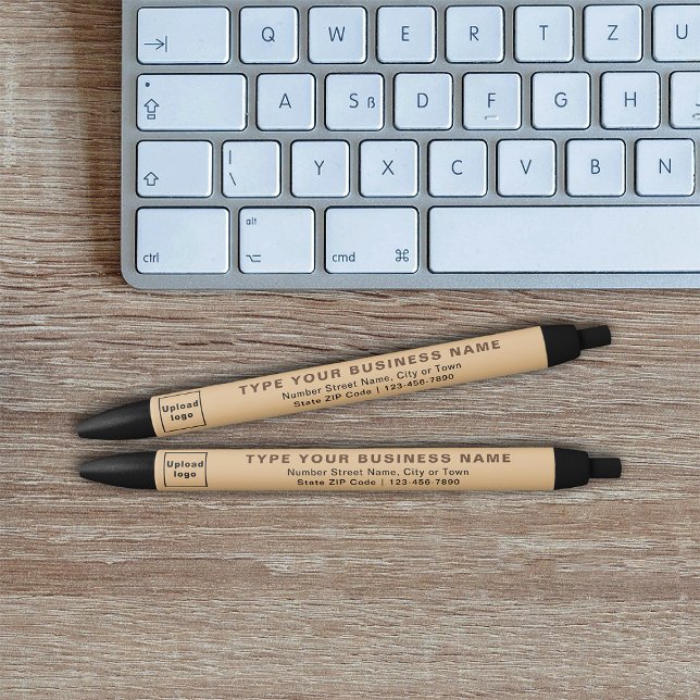 Light Brown Business Brand on Ink Pen (Ink pen with light brown barrel and your business brand)