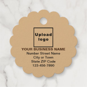 Light Brown Business Brand on Scalloped Round Favour Tags