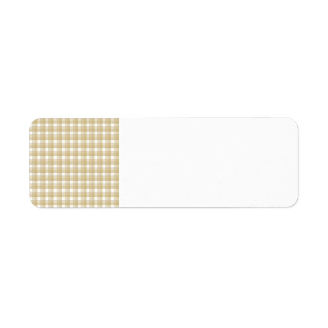 Light brown check pattern. Beige gingham. Return Address Label (Front)