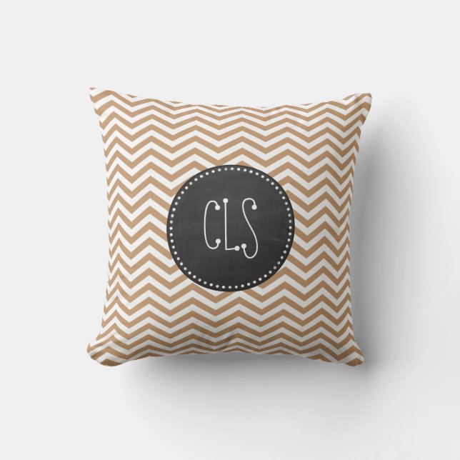 Light Brown Chevron Stripes; Chalkboard Cushion (Front)