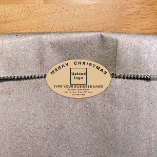 Light Brown Christmas Business Oval Shape Sticker