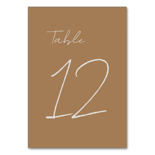 Light Brown Classical Minimalist Plain Table Number