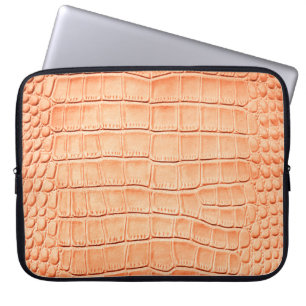Light brown crocodile leather texture laptop sleeve