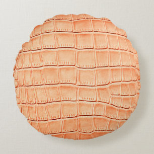 Light brown crocodile leather texture round cushion