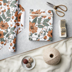 Light brown flowers seamless pattern wrapping paper