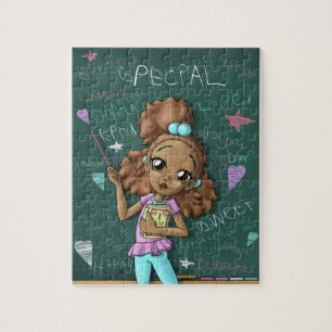 Light Brown Girl and Positive Words Puzzle 8x10