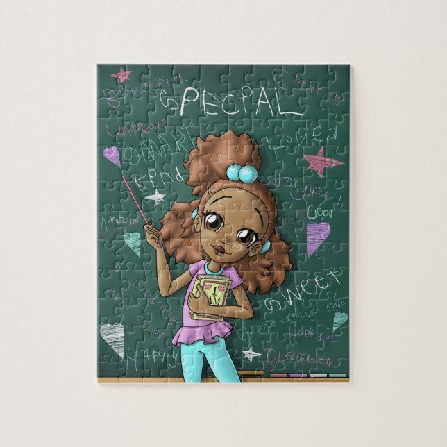 Light Brown Girl and Positive Words Puzzle 8x10 (Vertical)