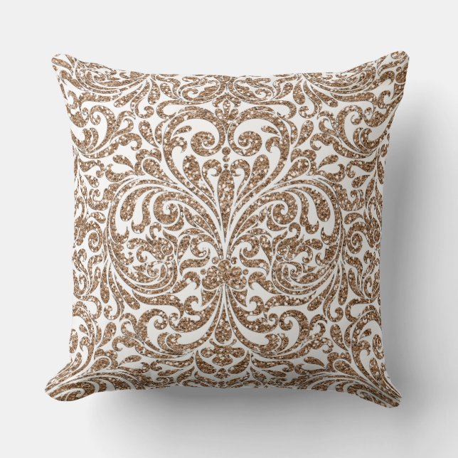 Light Brown Glitter Reversible Pillow Elegant (Front)