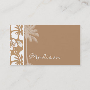 Light Brown Hawaiian Tropical Hibiscus; Palm Business Card
