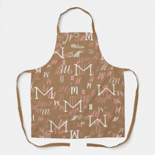 light brown initial M (custom) nice pattern Apron