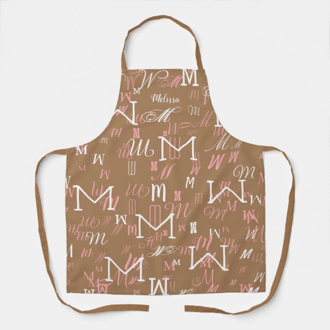 light brown initial M (custom) nice pattern Apron (Front)