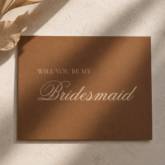Light Brown + Ivory Autumn Bridesmaid Proposal Card