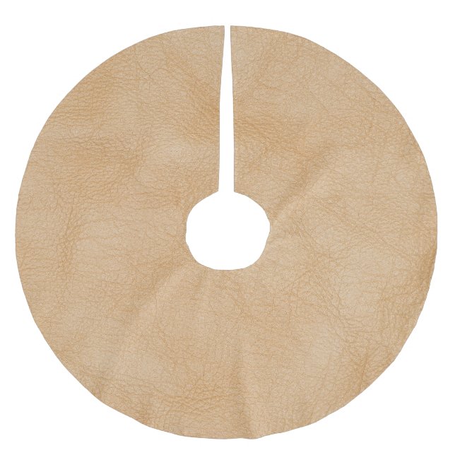 Light brown, leather texture background. brushed polyester tree skirt (Front)