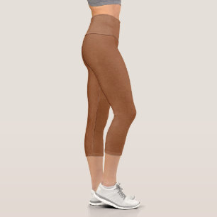 Light Brown Leather's Digital Print Capri Leggings