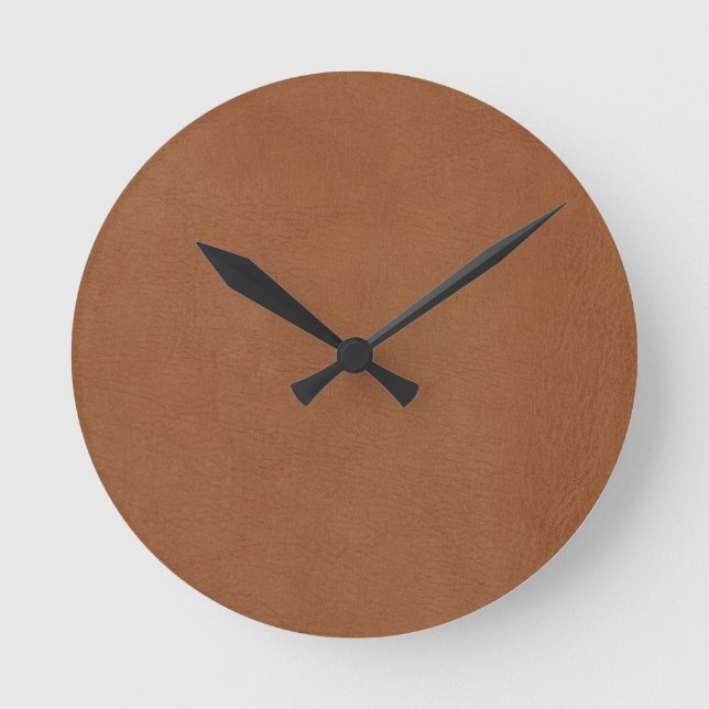 Light Brown Leather's Digital Print Round Clock (Front)