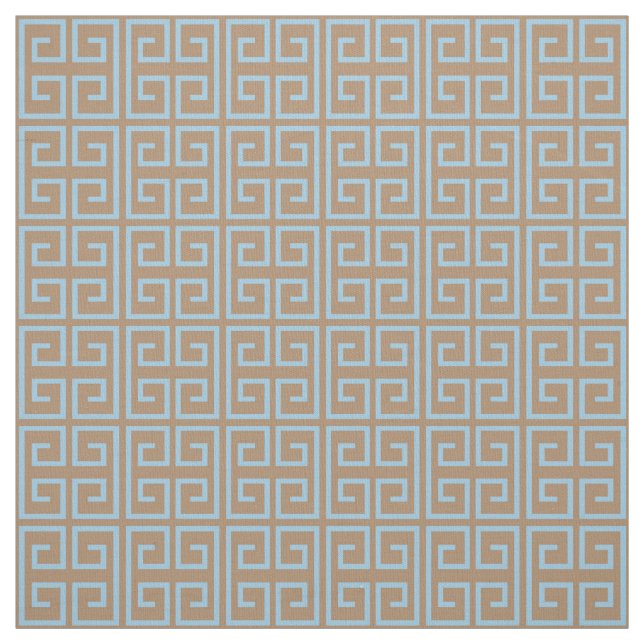 Light Brown, Light Blue Block Pattern Fabric (Swatch)