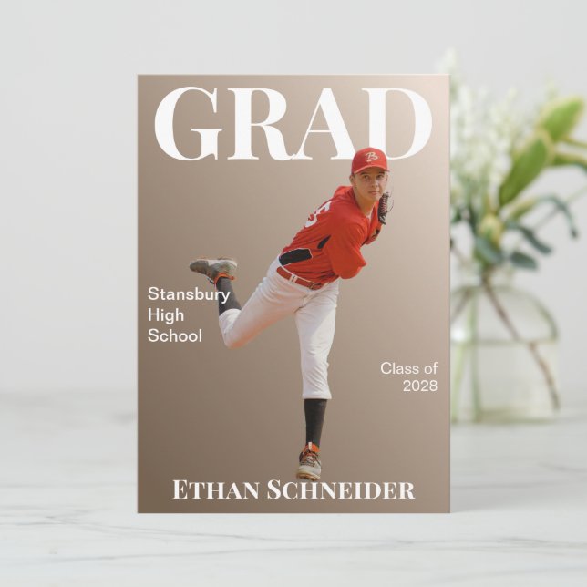 Light Brown Magazine Graduation Announcement Card (Standing Front)