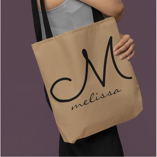 Light Brown Medium Tote Bag With Her Name (Creator Uploaded)