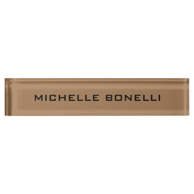 Light Brown Minimalist Plain Legible Modern Nameplate (Front)