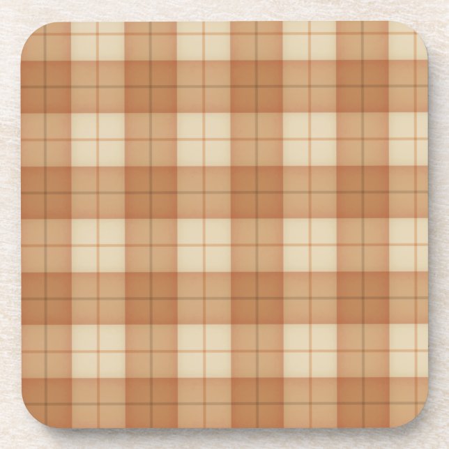 Light Brown Plaid Tartan Coaster (Front)