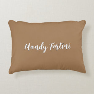 Light Brown Plain Elegant Minimalist Calligraphy Decorative Cushion