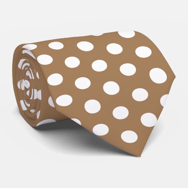 Light Brown Polka Dots wedding Neck Tie (Rolled)