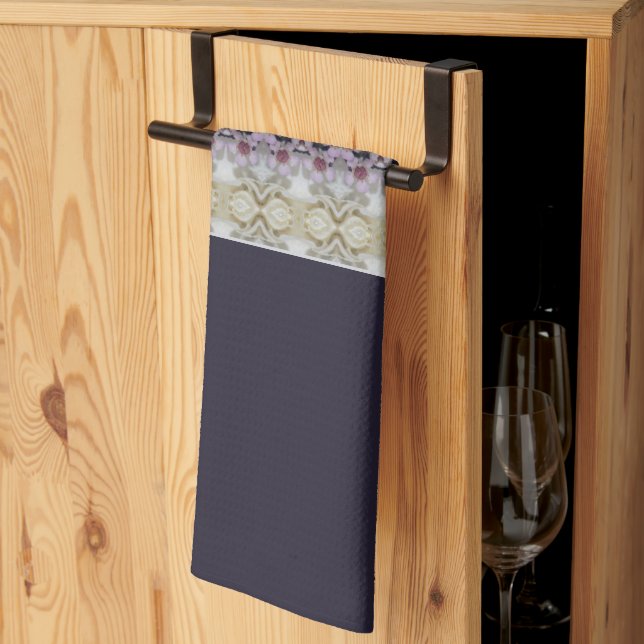 Light brown purple and grey decorative tea towel (Thirds Fold)