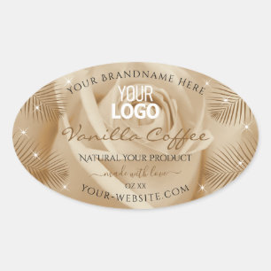 Light Brown Rose Palm Leaves Product Labels Logo