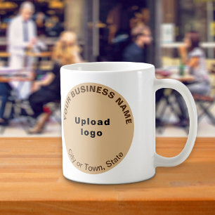 Light Brown Round Business Brand on Mug