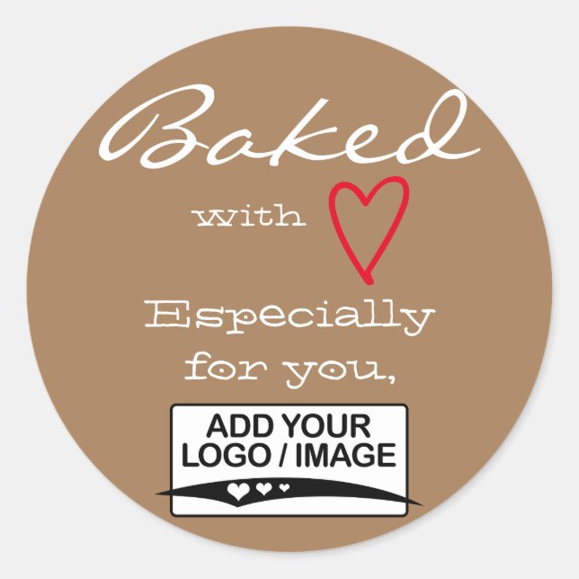 Light Brown Simple Minimalist Made with Love Logo  Classic Round Sticker (Front)