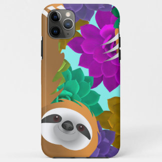 Light Brown Sloth Photographer in Colorful Jungle iPhone 11 Pro Max Case