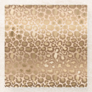Light Brown Tiger Stripes Animal Print Safari Glass Coaster