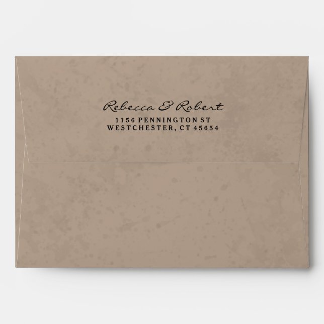 Light Brown & White Custom Invitation Envelope (Back (Top Flap))