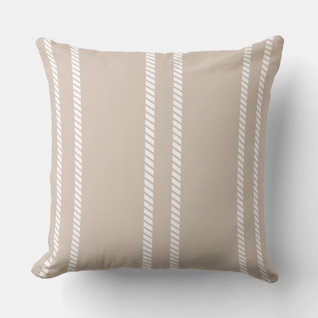 Light Brown with Stripes Throw Pillow (Front)