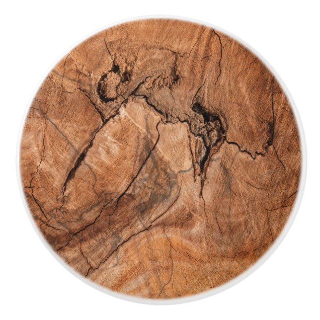 Light Brown Wood Design Ceramic Knob (Front)