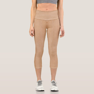 Light brown wood grain capri leggings