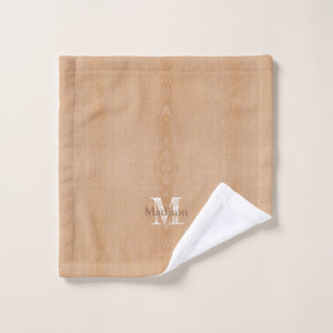 Light brown wood grain Custom Monogram Bath Towel Set