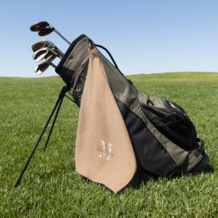 Light brown wood grain Custom Monogram Golf Towel