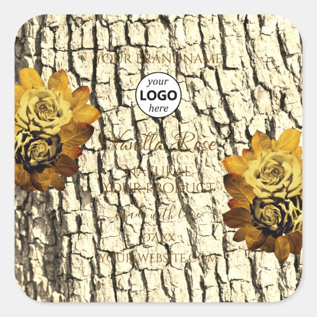 Light Brown Wood Grain Roses Product Labels Logo (Front)