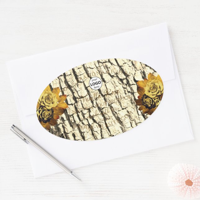 Light Brown Wood Grain Roses Product Labels Logo (Envelope)