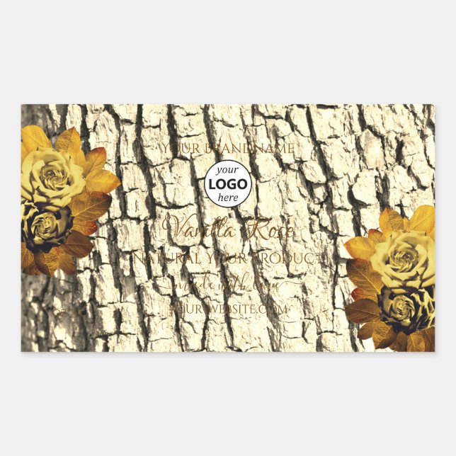 Light Brown Wood Grain Roses Product Labels Logo (Front)