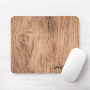 Light Brown Wood Grain with Name Personalisation Mouse Pad