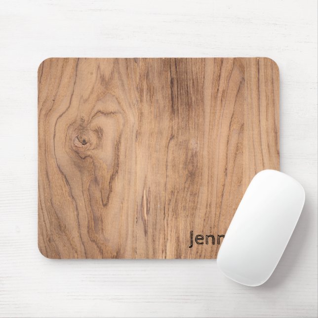 Light Brown Wood Grain with Name Personalisation Mouse Pad (With Mouse)
