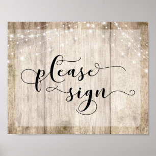 Light Brown Wood & Lights Please Sign
