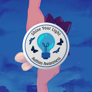 Light Bulb Autism Awareness Button