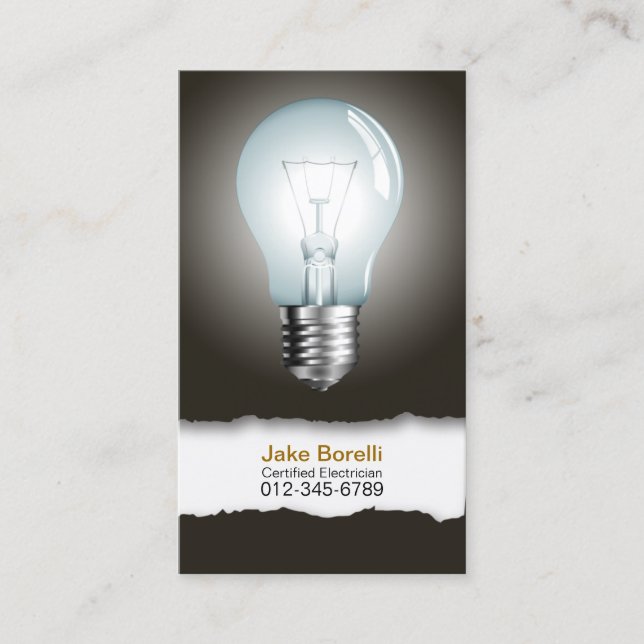 Light Bulb Black Business Card (Front)