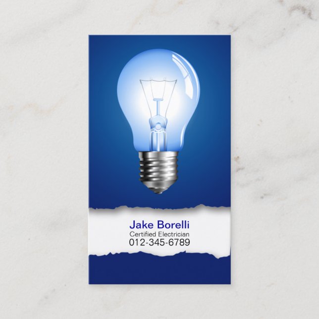 Light Bulb Blue Business Card (Front)