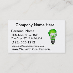 light bulb design with globe and plants ecology.pn business card