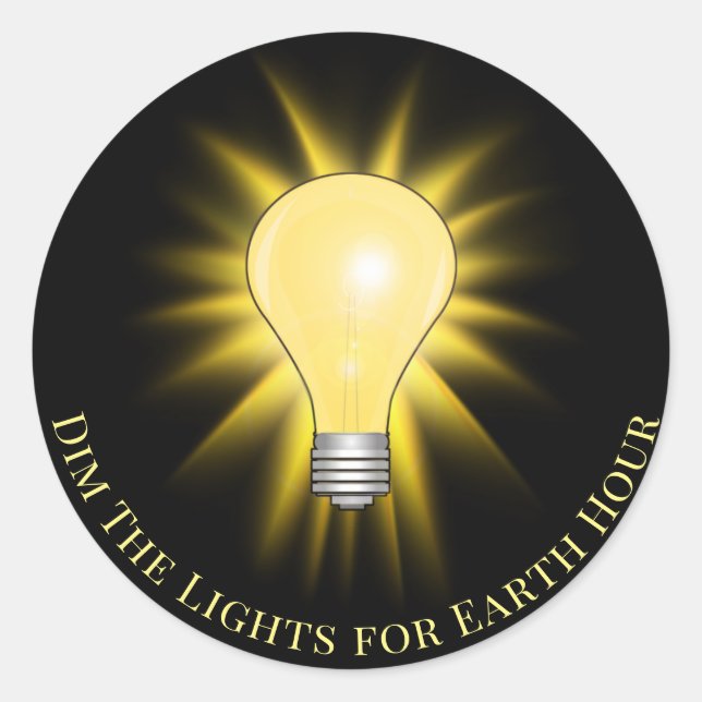 Light Bulb Dim The Lights Earth Hour  Classic Round Sticker (Front)